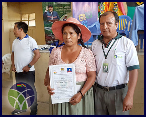 <span id='sec'>Puerto Villarroel - Cochabamba:</span><br><span id='prim'>Gobierno certifica competencias de mano de obra a productores del trópico de Cochabamba</span>